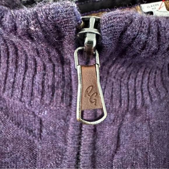 Robert Graham 100% Wool Quarter-Zip Sweater XL Classic Fit Purple - Picture 4 of 9